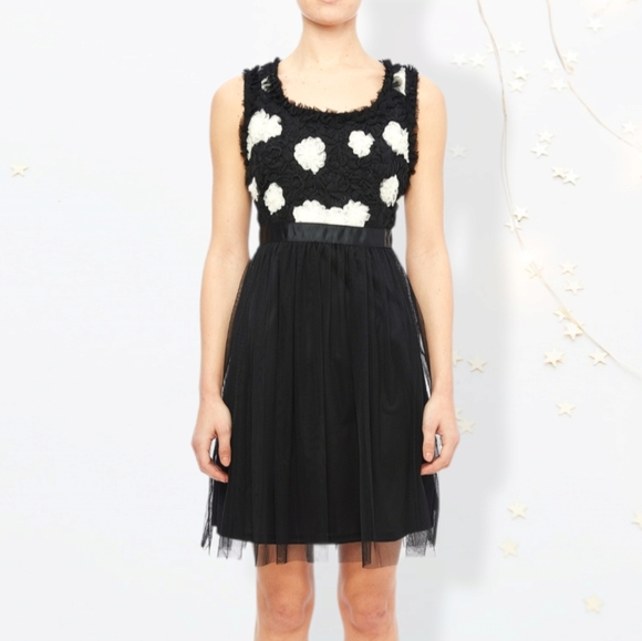 Modcloth black and white stripe tulle floral dress - Picture 7 of 7